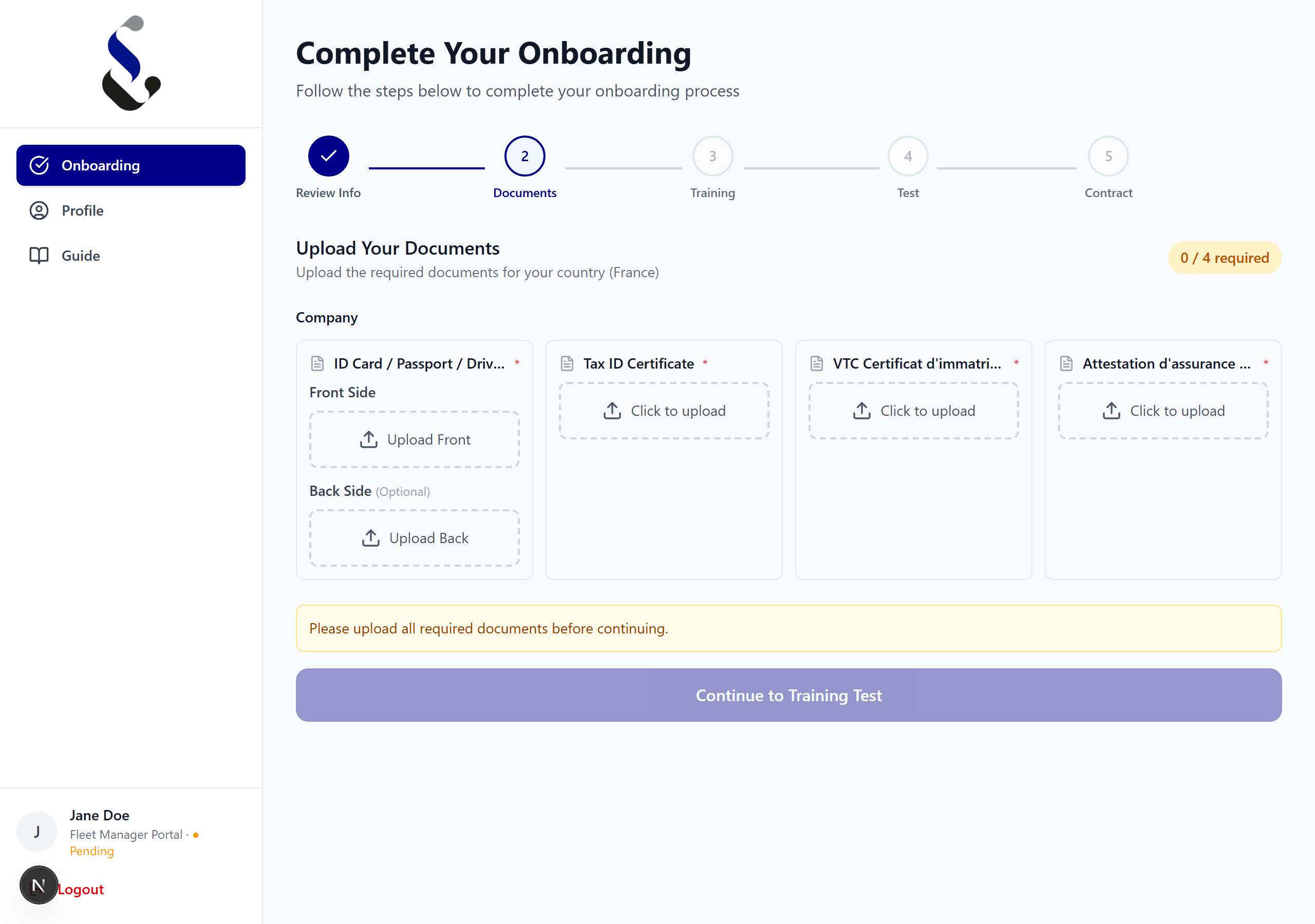 Step 3: Upload your company documents