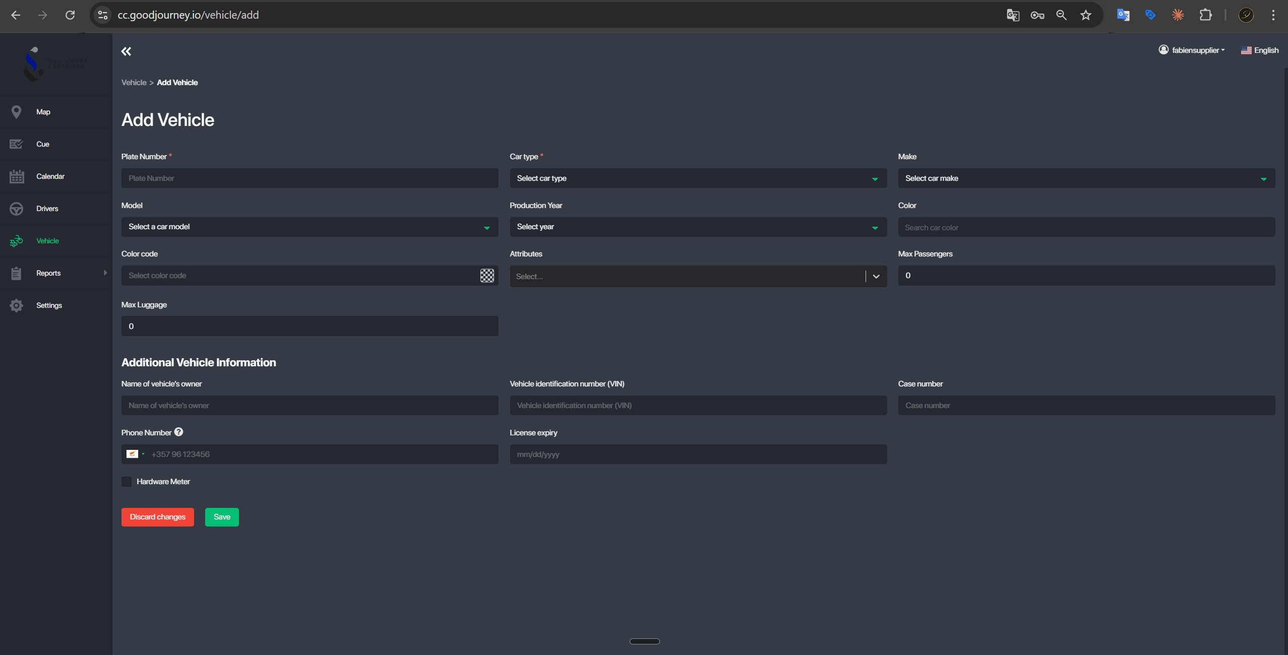Step 9: Add your vehicles in GoodJourney